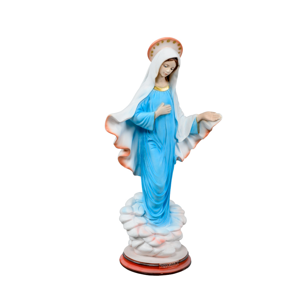 Alternative view of Statua Madonna Regina della Pace di Medjugorje su Nuvola con Velo – Dipinta a mano, Fatta a Medjugorje